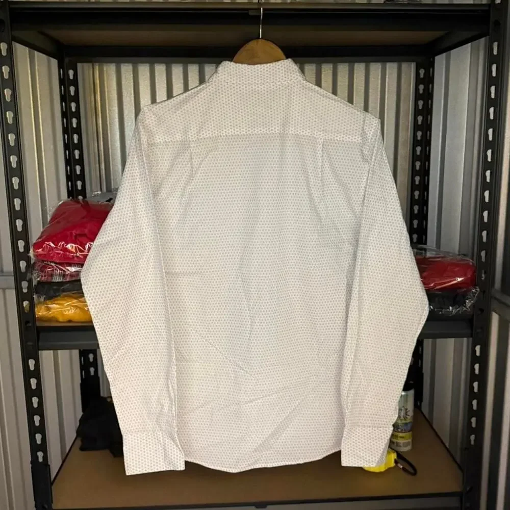 Beverly Hills Polo Club White Pattern Button Up Shirt Men’s Medium